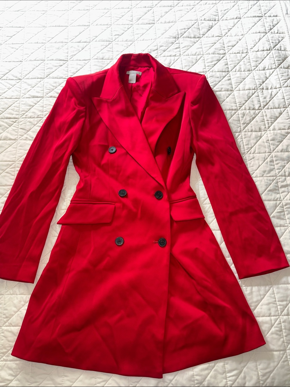 H&M Red Double-Breasted Tailored Blazer Dress